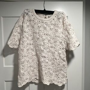 Abercrombie & Fitch Cream Lace Short Sleeve Top